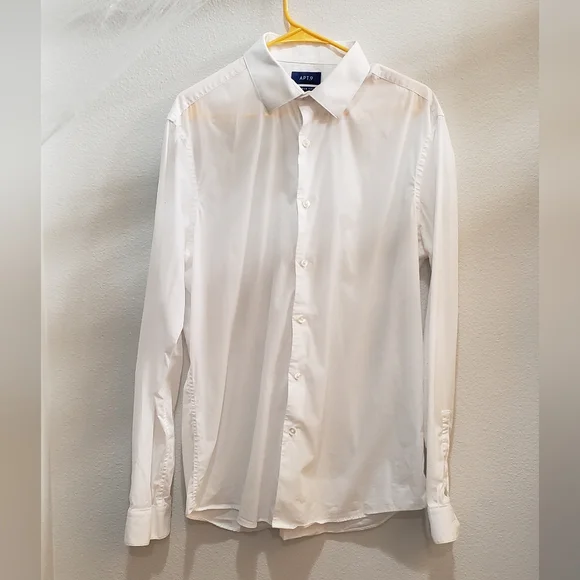apt 9 white dress shirt Men's Apt. 9 Premier Flex Slim-Fit Wrinkle Resistant Dress Shirt Color:  White Grid Size: L-32/33